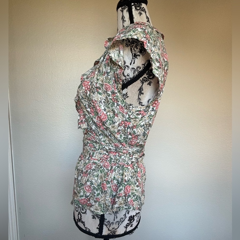 Old Navy Floral Ruffle Blouse - Pink and Green - Picture 6 of 12